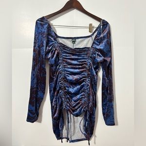 Wild Fable Blue dress women  Ruched Velvet Bodycon Dress size XXL